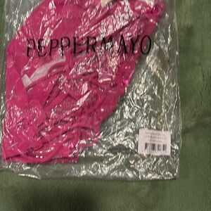 Peppermayo Fuchsia Sequin Ruched Crop Top